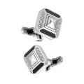 Crystal Rhinestone Black Enamel Cufflinks Silver Plated Elegant Diamonds Mens Suit Shirts Cufflinks